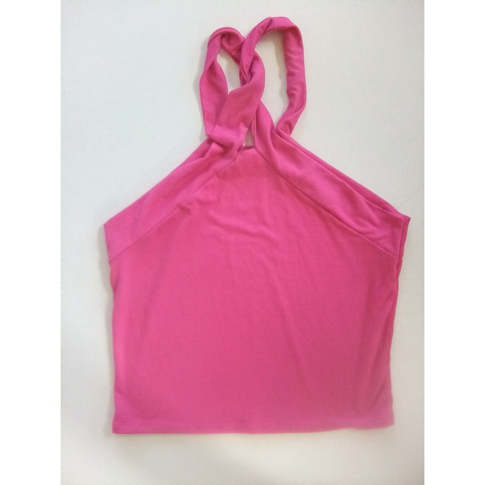 Gaze Halter Top Sleeveless‎ Casual Party Hot Pink Top Size L - Picture 3 of 3